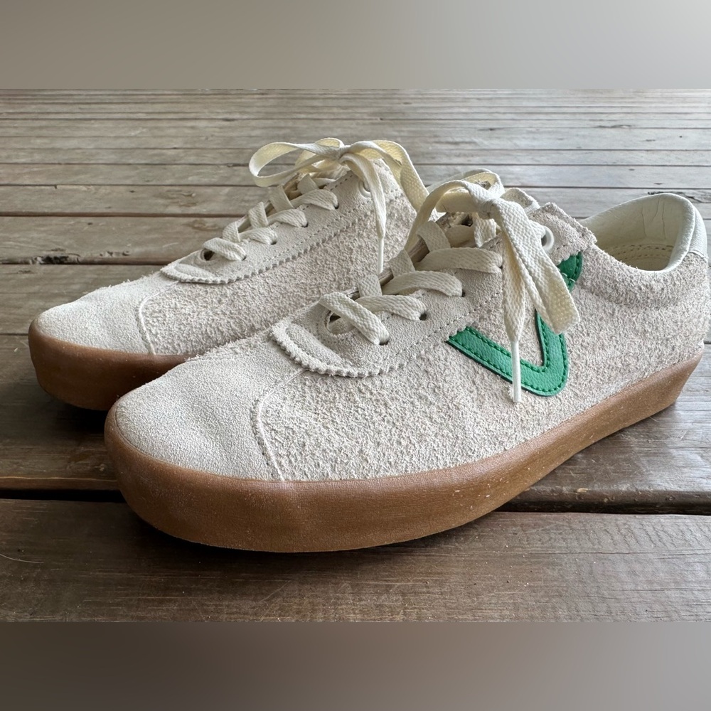 Cream Sneakers with Green Accent